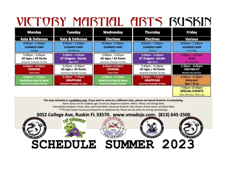 CLASS SCHEDULES Victory Martial Arts Academy