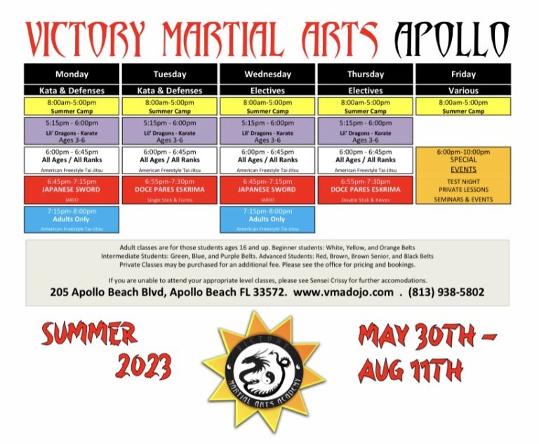 CLASS SCHEDULES Victory Martial Arts Academy