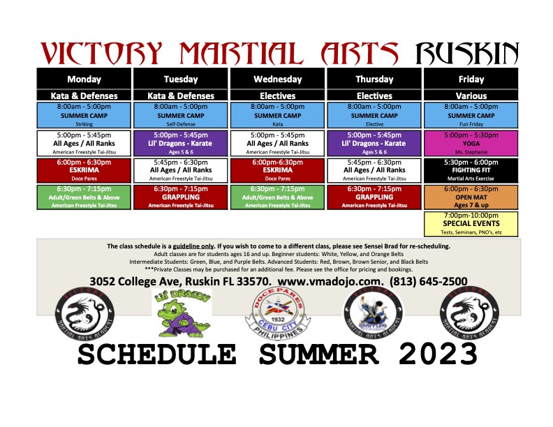 CLASS SCHEDULES Victory Martial Arts Academy